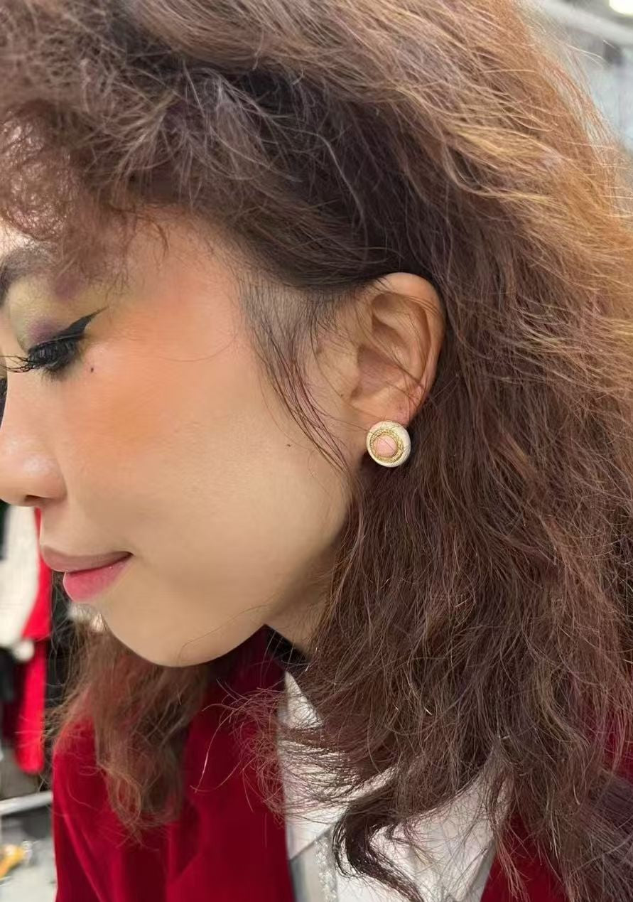 YUAN | YAN — Pink Jade Stud Earrings
